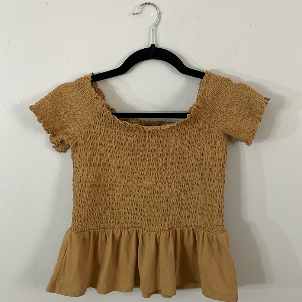 American Eagle Smocked Blouse Mustard